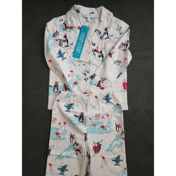 THE COMPANY STORE Pajama Set Unisex Kids Flannel Iceskating 2 pc sz 6/7 NWT - Picture 1 of 7